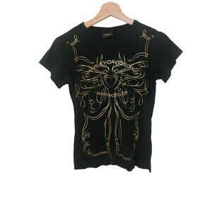 Harley Davidson Black Tshirt Gold Design Logo Women's Size Small Motorcycle Tee